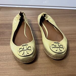 Tory Burch Yellow Flats with Iconic Emblem